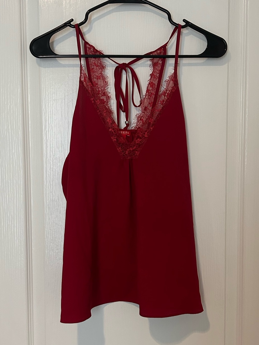 Guess Red Lace-Trim Tie-Back Camisole